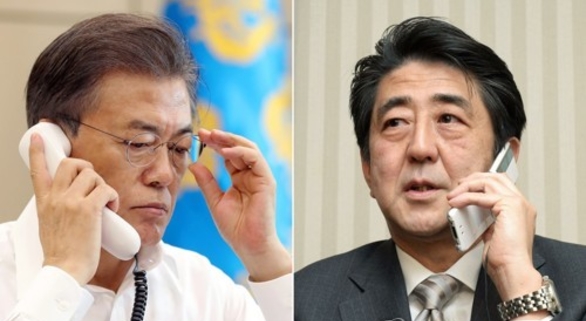 ▲ 문재인 대통령과 아베 신조 일본 총리. (자료사진)